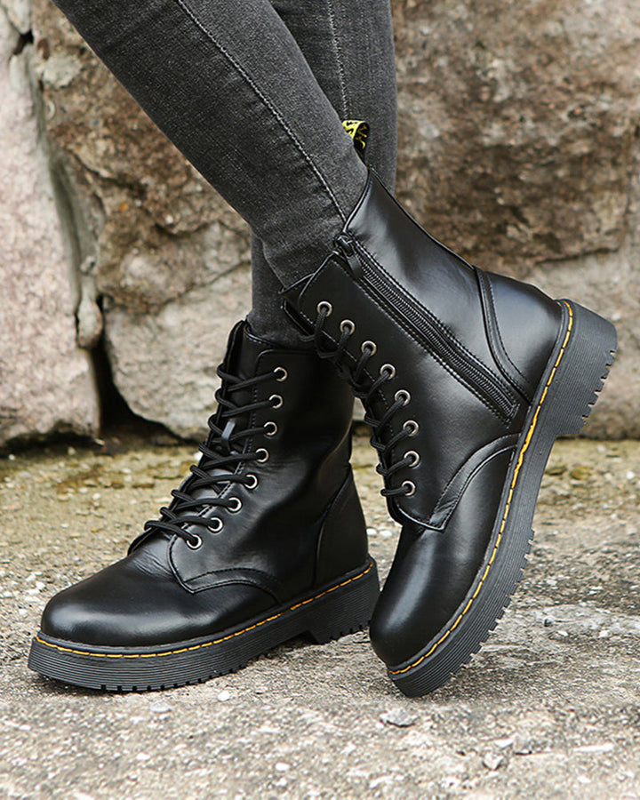 Damen Stiefeletten - Schnürstiefel mit Reißverschluss - Trendy und bequem - Perfekt für jeden Anlass