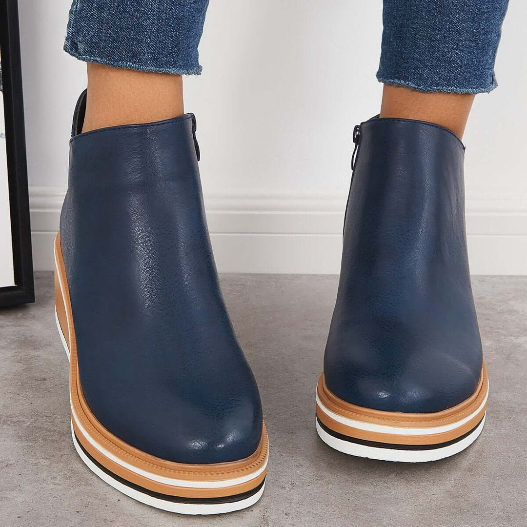 Damen - Stiefeletten - Trendy Zipper und Plateau - Stilvoll und Bequem für jeden Anlass