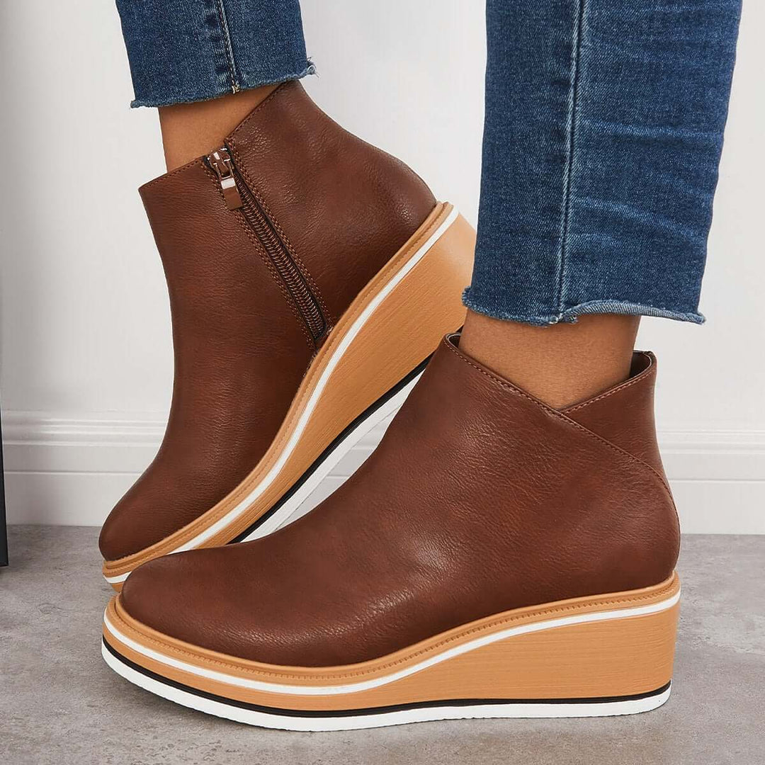 Damen - Stiefelette - Stylisch mit Reißverschluss und Plateau - Bequeme Mode-Schuhe