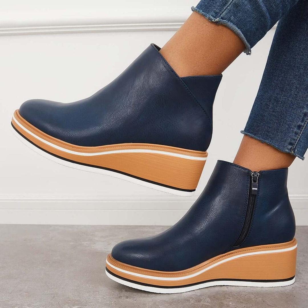 Damen - Stiefeletten - Trendy Zipper und Plateau - Stilvoll und Bequem für jeden Anlass