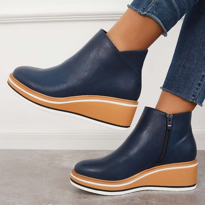 Damen - Stiefelette - Stylisch mit Reißverschluss und Plateau - Bequeme Mode-Schuhe