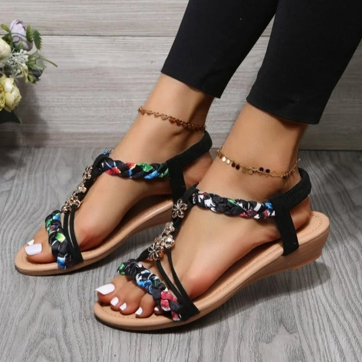 Damen - Stylische Böhmische Sandalen - Lebendige Farben - Bequeme Sandalen für den Sommer