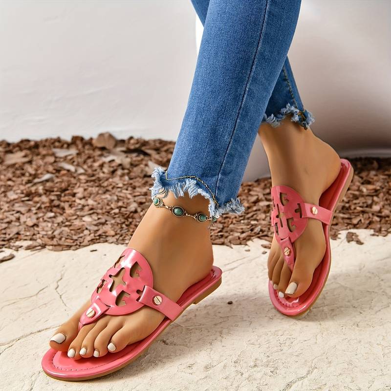 Damen - Flache Sandalen - Bequeme Sommer-Schuhe - Atmungsaktives Material - Modischer Stil für jeden Anlass