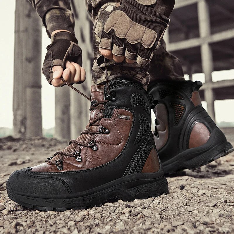 Herren - Wasserdichte Kampfstiefel - Leder Robuste und stylische - Stiefel für Abenteuer