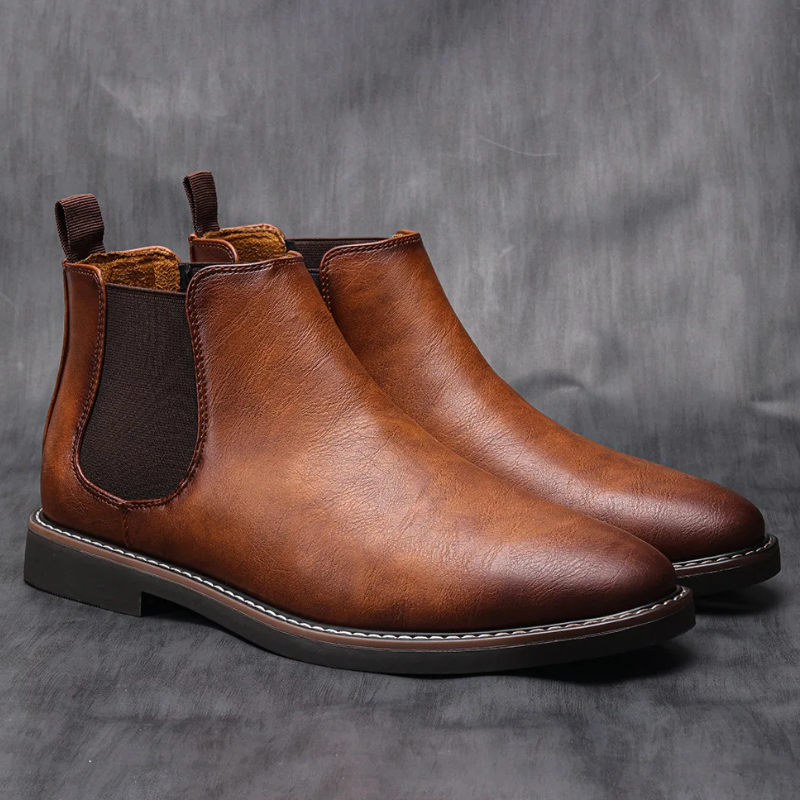 Klassische Boots Herren aus Leder mit Elastikeinsatz