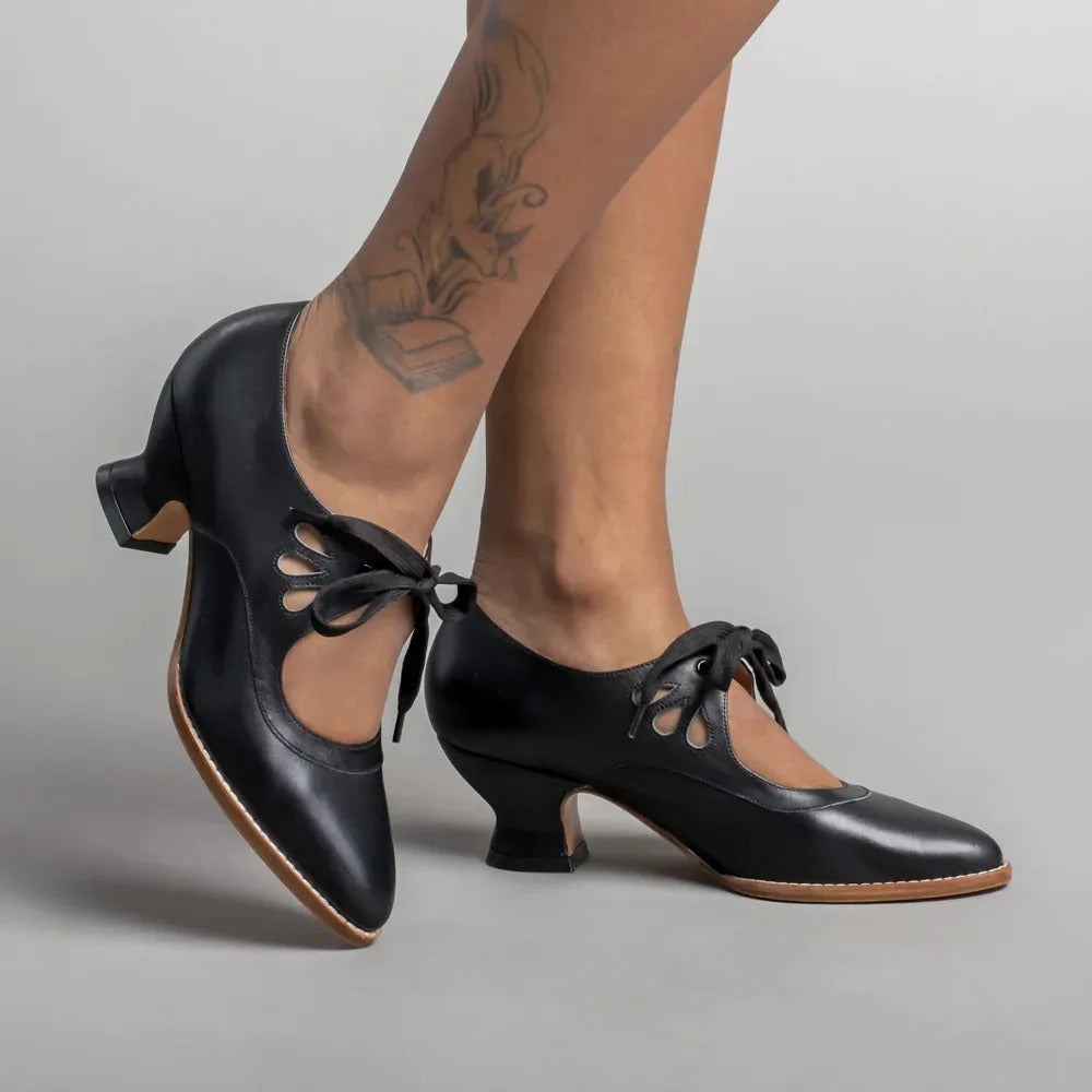 Damen - Elegante Retro-Niedrigabsatz-Schuhe - Bequemes Design für stilvolle Auftritte - Perfekt für jeden Anlass