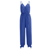 Damen - Langer Jumpsuit - Baumwolle und Polyester Eleganter Tiefer Ausschnitt mit V-Träger - Trendy und Stilvoll