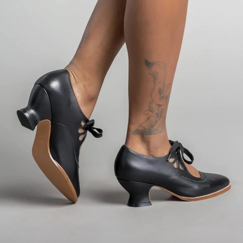 Damen - Elegante Retro-Niedrigabsatz-Schuhe - Bequemes Design für stilvolle Auftritte - Perfekt für jeden Anlass