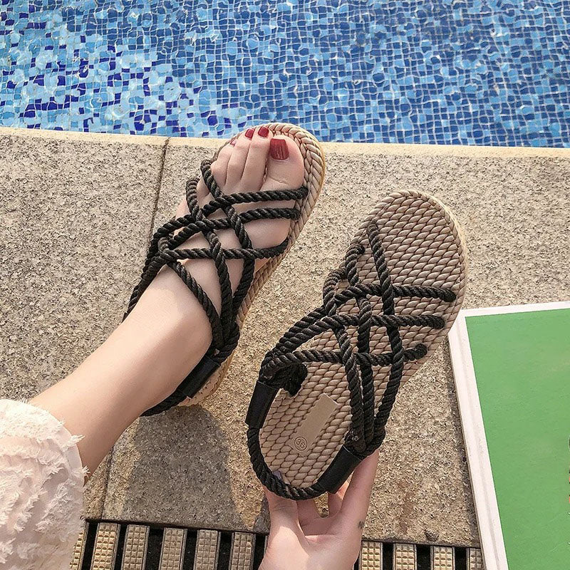 Damen - Feminine Sandalen - Leichte Seil-Sandalen - Komfortabel und Stilvoll - Ideal für den Sommer