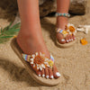 Damen - Blumen-Sandalen - Bequeme Sommerschuhe - Ideal für Freizeit und Strand - Farbenfrohes Design