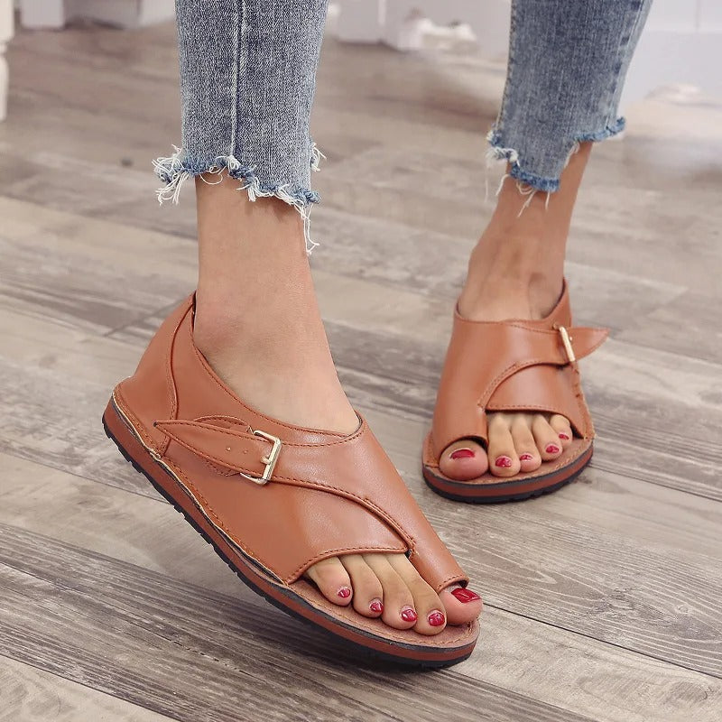 Damen - Elegante Ledersandalen - Klassischer Stil - Hochwertiges Leder - Ideal für den Sommer