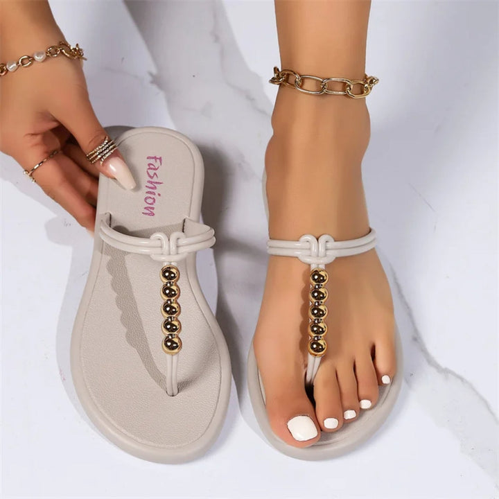 Kristallbeige Teensandalen