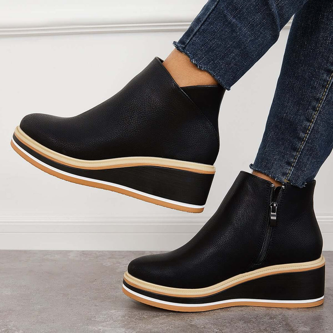 Damen - Stiefeletten - Trendy Zipper und Plateau - Stilvoll und Bequem für jeden Anlass