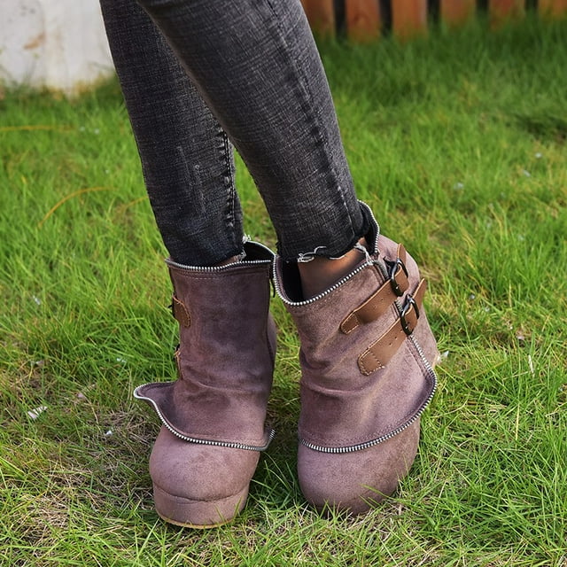 Damen - Lederstiefel - Hochwertiges Retro-Wildleder schick und Vielseitig - Modische Stiefel für jeden Anlass