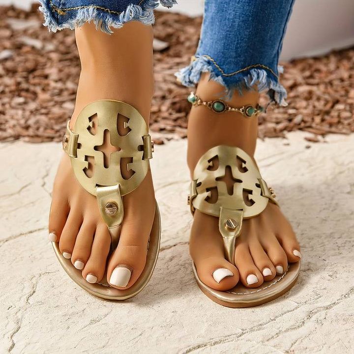 Damen - Flache Sandalen - Bequeme Sommer-Schuhe - Atmungsaktives Material - Modischer Stil für jeden Anlass