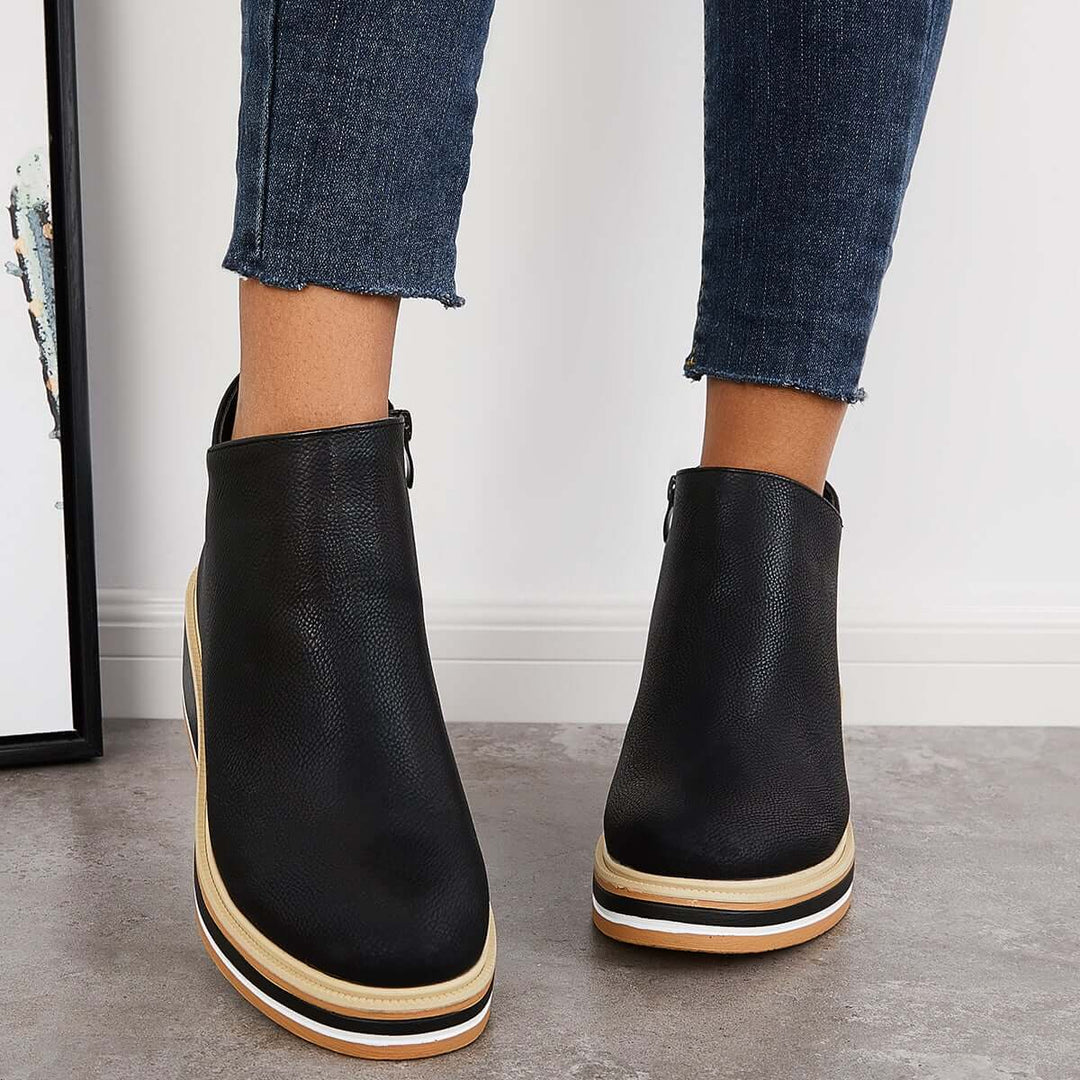 Damen - Stiefeletten - Trendy Zipper und Plateau - Stilvoll und Bequem für jeden Anlass