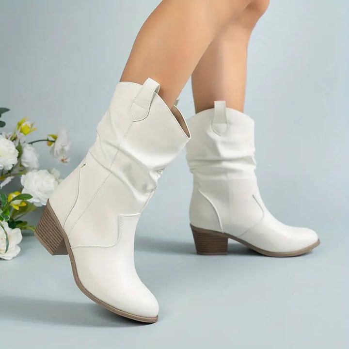 Damen - Halbhohe Westernstiefel - Echtleder - Modische Stiefel für Elegante Anlässe