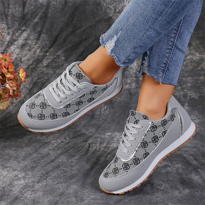 Sleek Flower Print Schnürsneakers