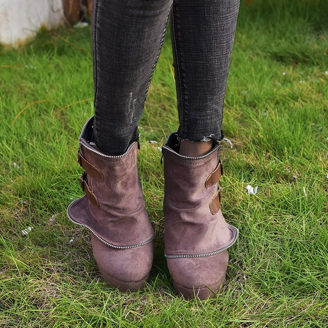 Damen - Lederstiefel - Hochwertiges Retro-Wildleder schick und Vielseitig - Modische Stiefel für jeden Anlass