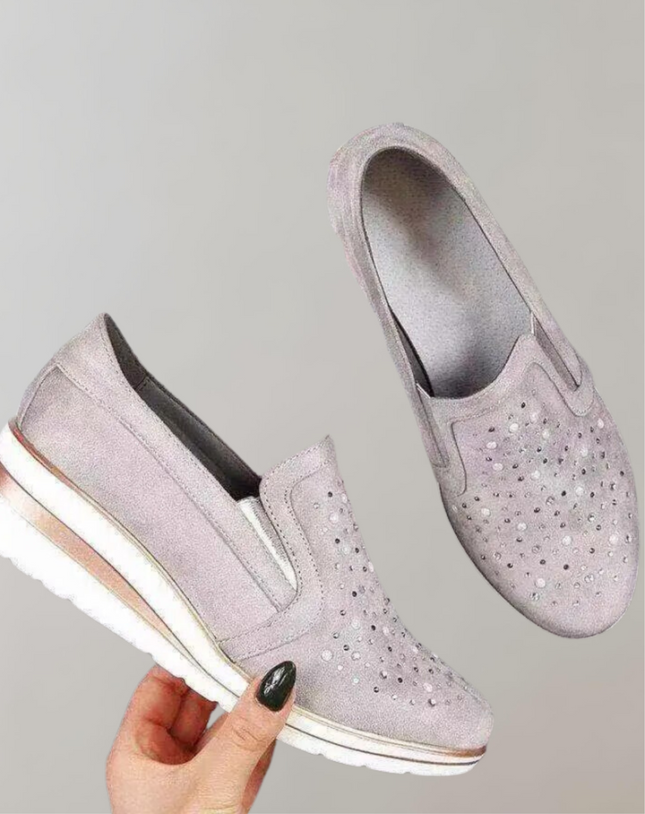 Damen - Bling Sneakers - Flach mit Glitzernden Details - Stylische Damen Schuhe für modischen Look