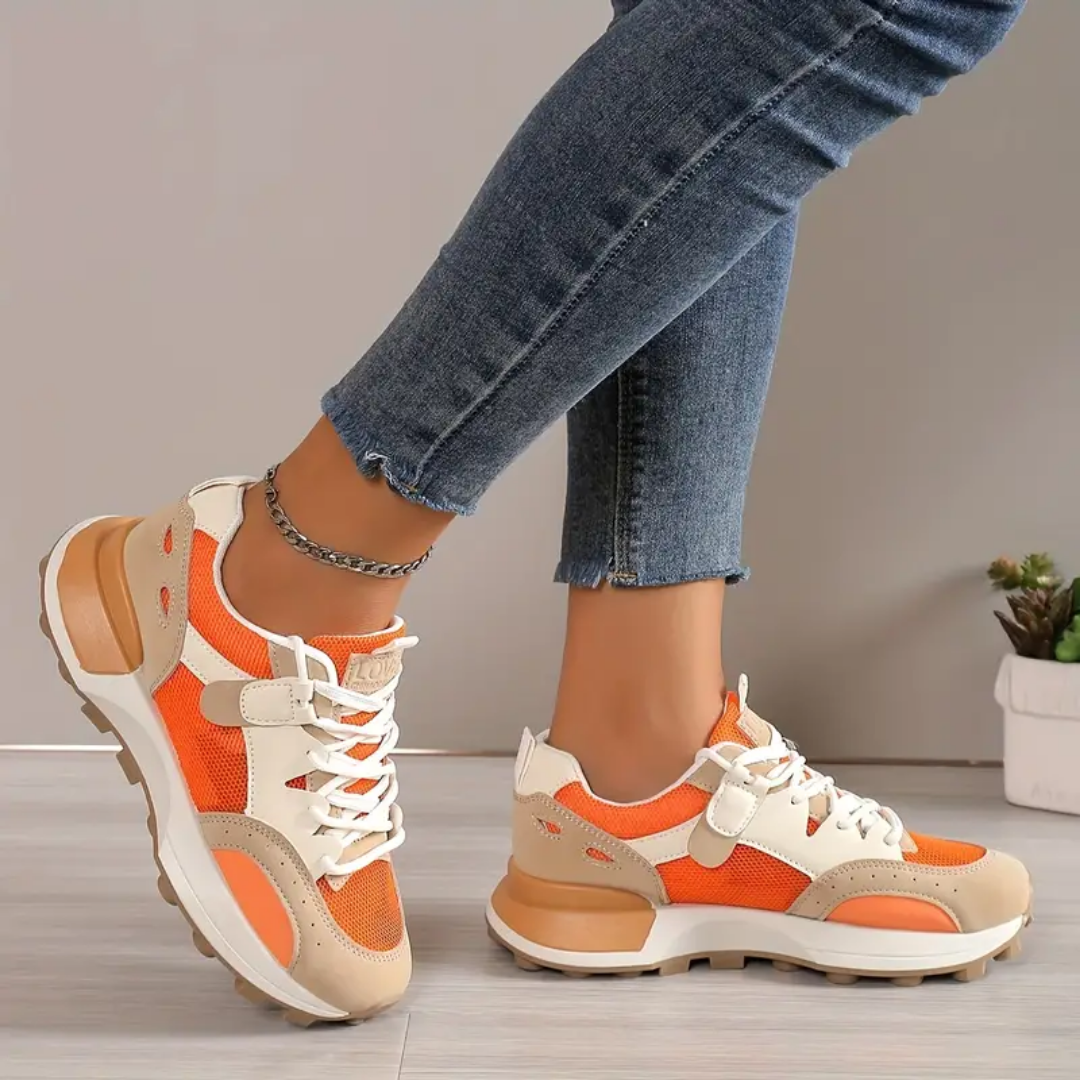 Damen - Casual Farbblock Turnschuhe - Bequeme Sneakers für Alltag - Modische Damen Schuhe