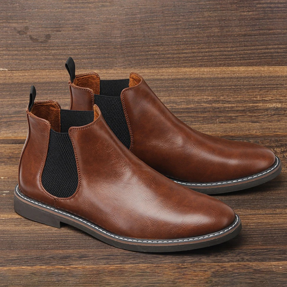 Klassische Boots Herren aus Leder mit Elastischen Einsätzen