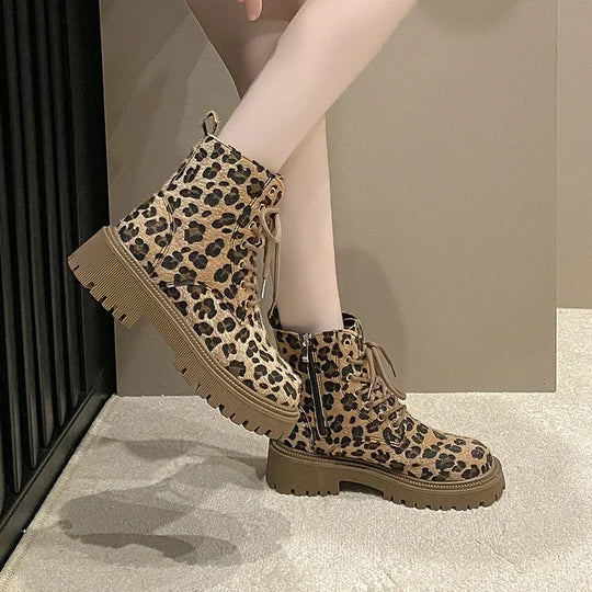 Damen - Stiefel - Leopardenmuster - Modische Boots für jeden Anlass