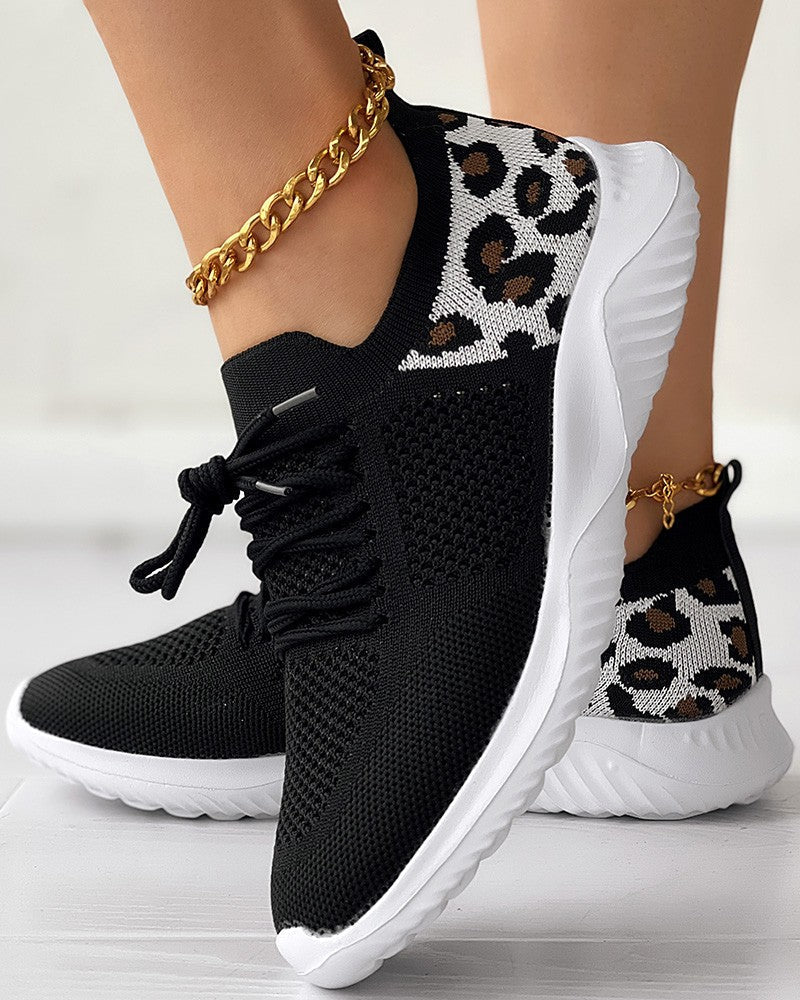 Damen - Sportschuhe - Atmungsaktiv - Leopard-Muster - Bequeme Freizeitschuhe für aktive Frauen