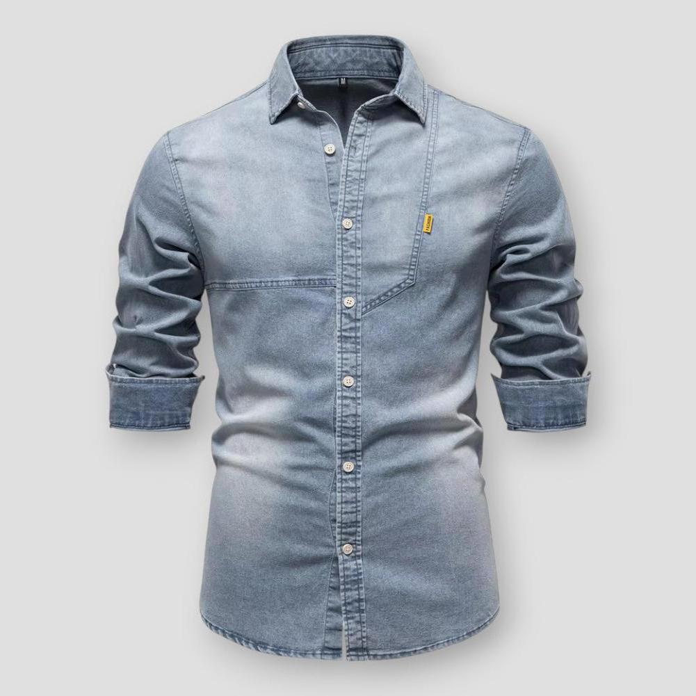 Herren - Hemd - Baumwolle - Baumwoll-Denim Modernes Design - Bequemes Freizeithemd für stilvolle Outfits