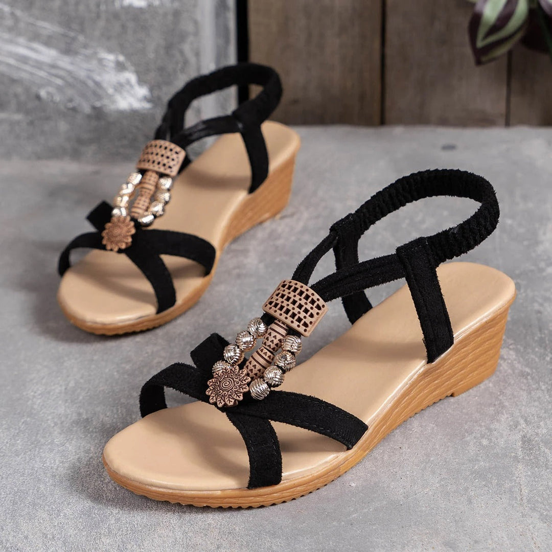 Damen - Böhmische Keilsandalen - Bequeme und stylische Sommerschuhe - Perfekt für Freizeit und Urlaub