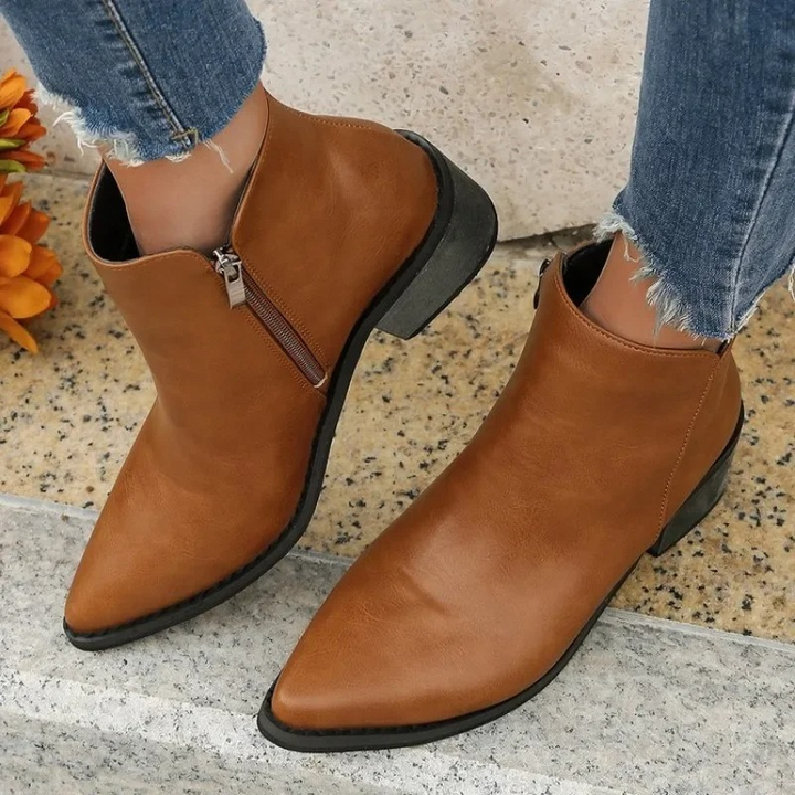 Stylische Ankle Boots mit Reißverschluss und Blockabsatz - Damen Ankle Boots