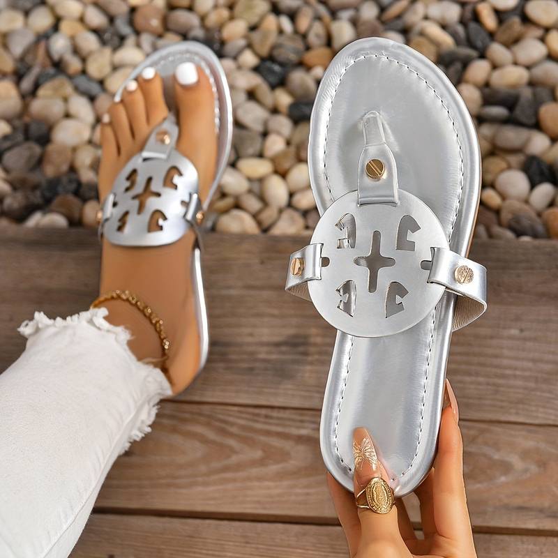 Damen - Flache Sandalen - Bequeme Sommer-Schuhe - Atmungsaktives Material - Modischer Stil für jeden Anlass