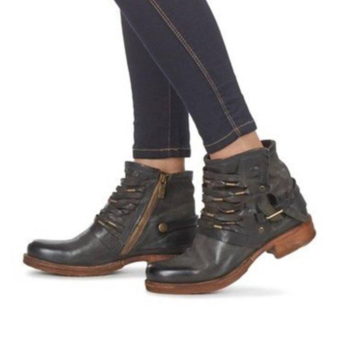 Damen - Retro-Stiefeletten - Blockabsatz & Reißverschluss - Modische Eleganz für jeden Anlass