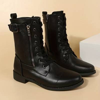 Damen - Damen Ankle Boots - Reißverschluss & Spitze - Modische Stiefel für jeden Anlass