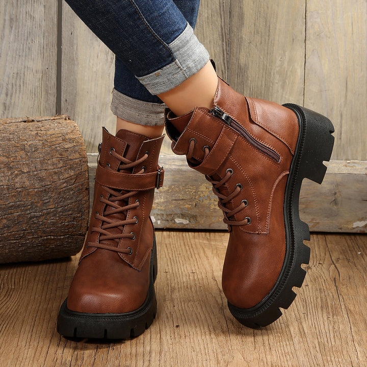 Damen - Stylische Herbst-Trail-Kampfstiefel - Robuste Materialien für Outdoor-Abenteuer