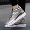 Damen - Glitzernde High-Top-Sneakers - Mit glänzendem Finish - Funkelnde Modeschuhe für jeden Anlass