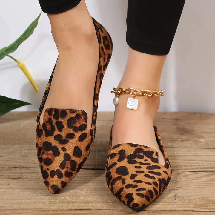 Leopard Spitze Zehen Loafers