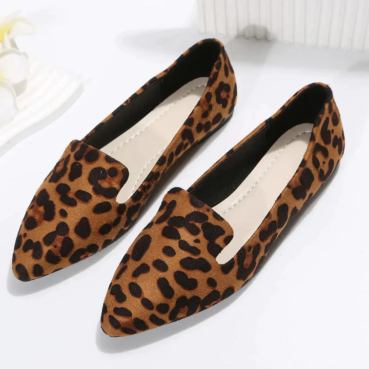 Leopard Spitze Zehen Loafers