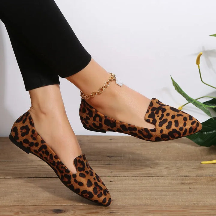 Leopard Spitze Zehen Loafers