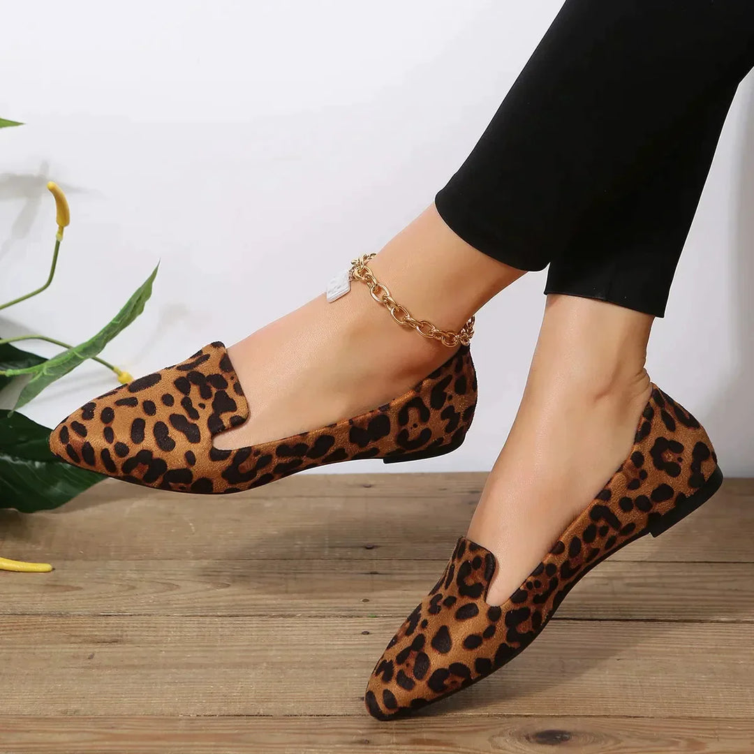 Leopard Spitze Zehen Loafers