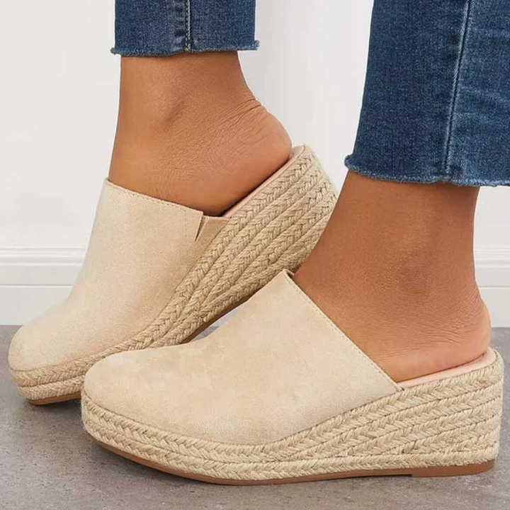 Damen - Espadrille-Keilabsätze mit offenem Absatz - Bequem und stylisch - Perfekt für den Sommer