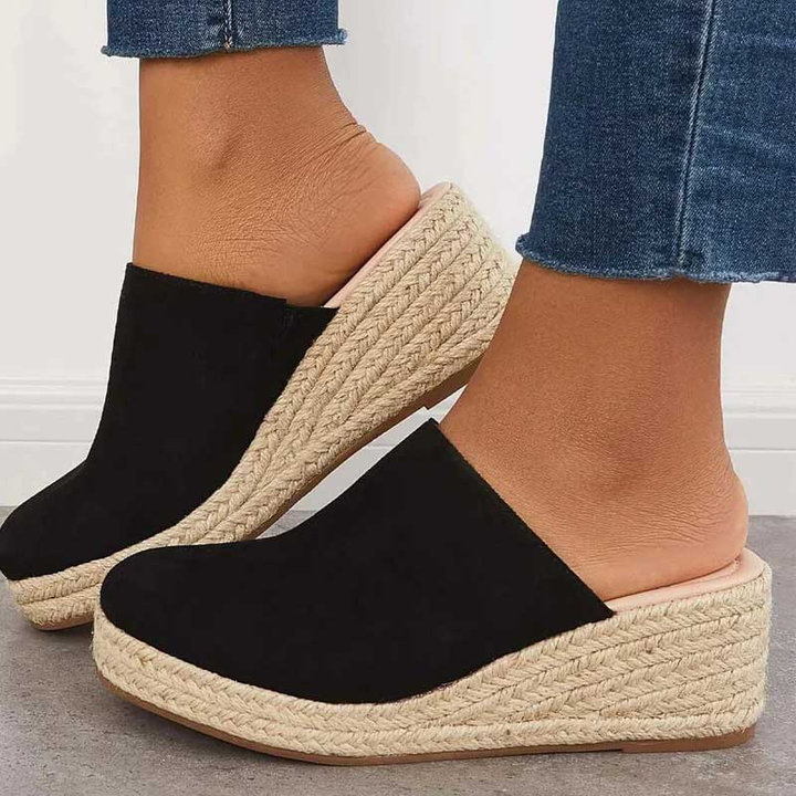 Damen - Espadrille-Keilabsätze mit offenem Absatz - Bequem und stylisch - Perfekt für den Sommer