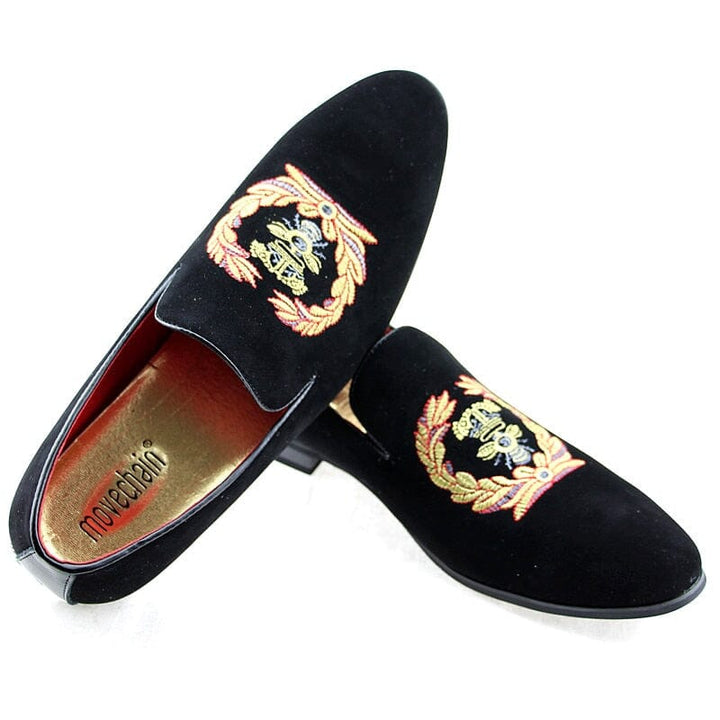 Loafers aus Samt mit gesticktem Emblem