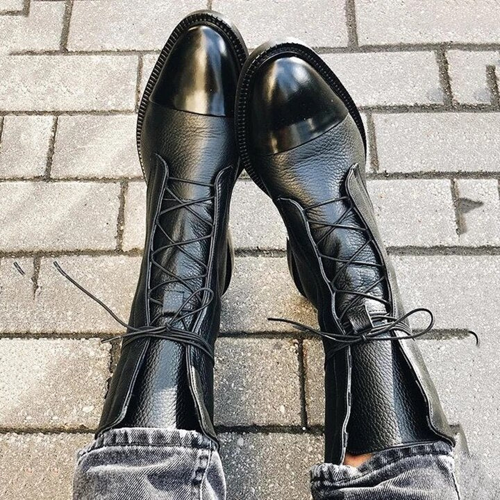 Damen - Vintage-Stiefeletten - Elegante Lederoptik - Modische Boots für stilbewusste Frauen