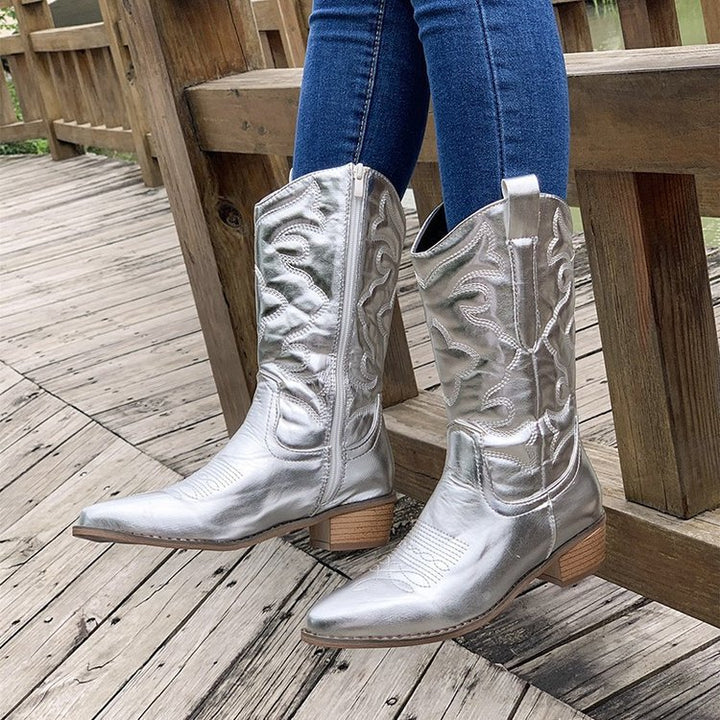 elegante Metallic-Cowboystiefel