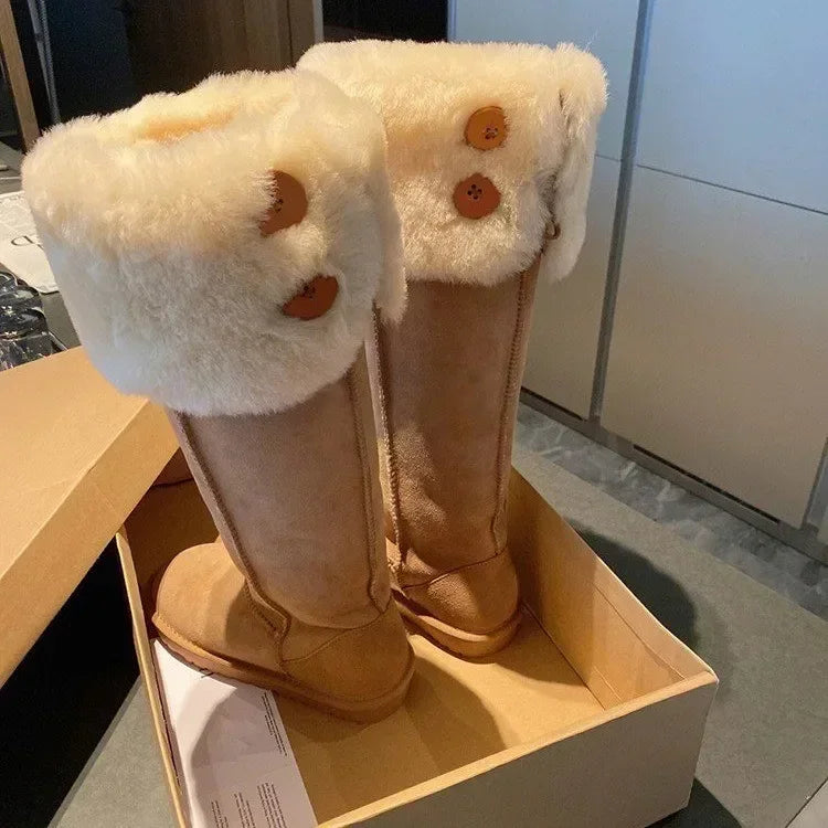 Elegante Wildleder-Winterstiefel mit Plüschfutter