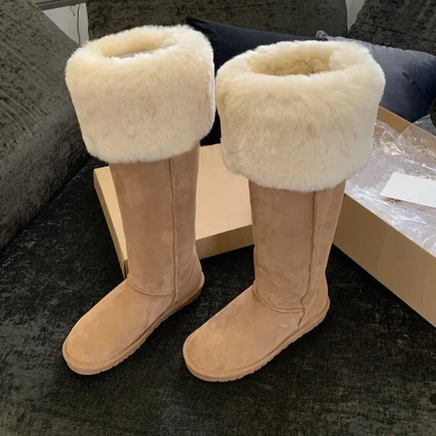 Elegante Wildleder-Winterstiefel mit Plüschfutter