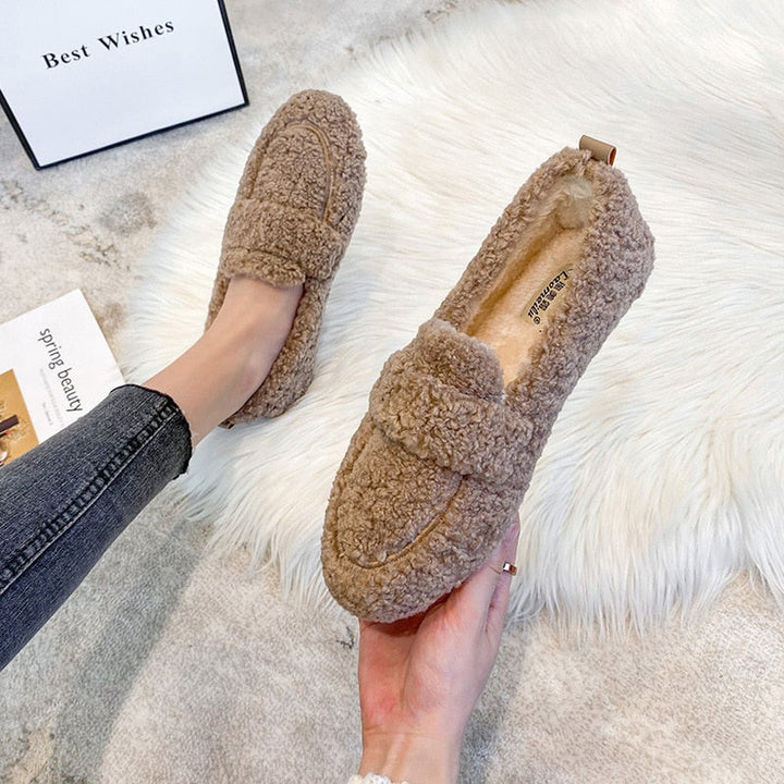 Damen - Plüsch-Pantoffeln - Bequeme Hausschuhe - Kuschelige Plüsch-Slipper für Zuhause