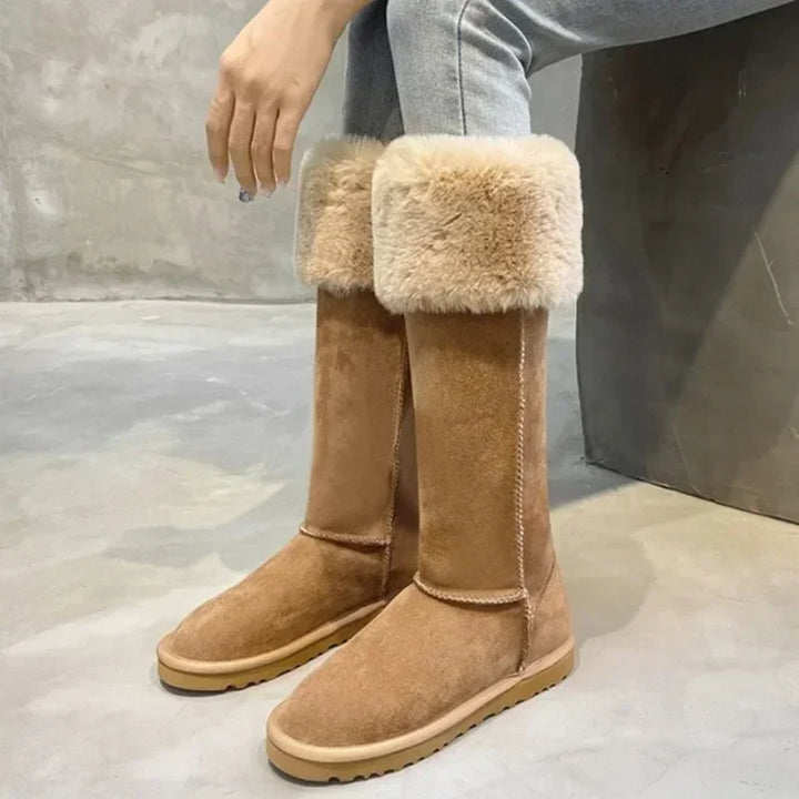 Elegante Wildleder-Winterstiefel mit Plüschfutter