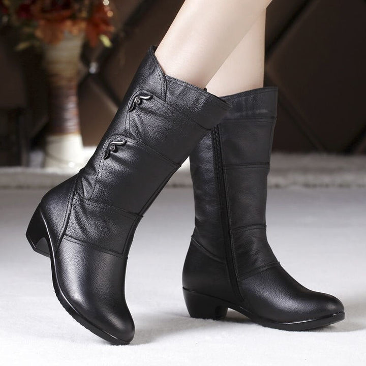 Damen - Stylische Lederstiefel - Hochwertiges Leder - Elegante und bequeme Stiefel für jeden Anlass